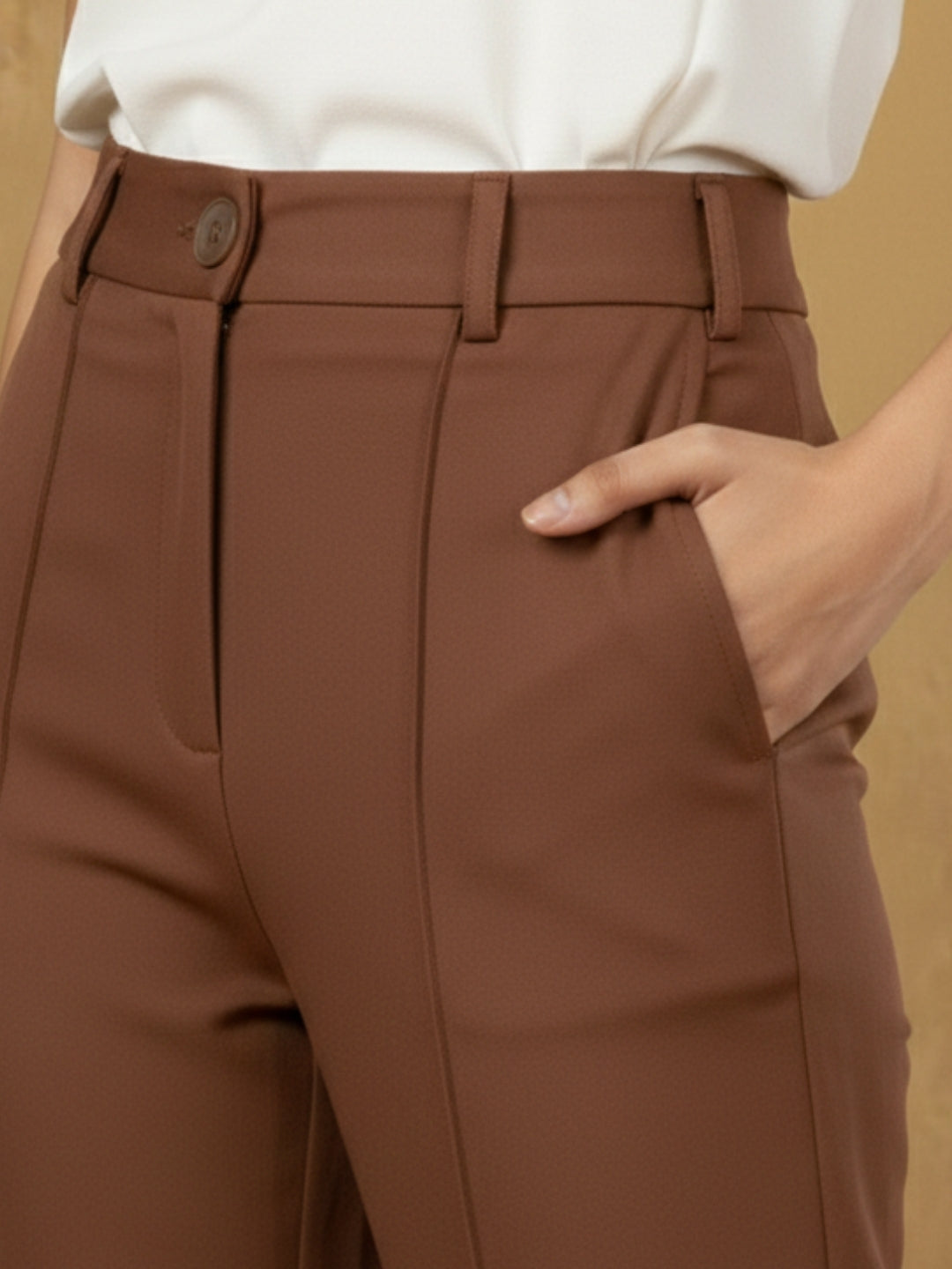 Women Brown Mid-Rise Relaxed Fit Trouser