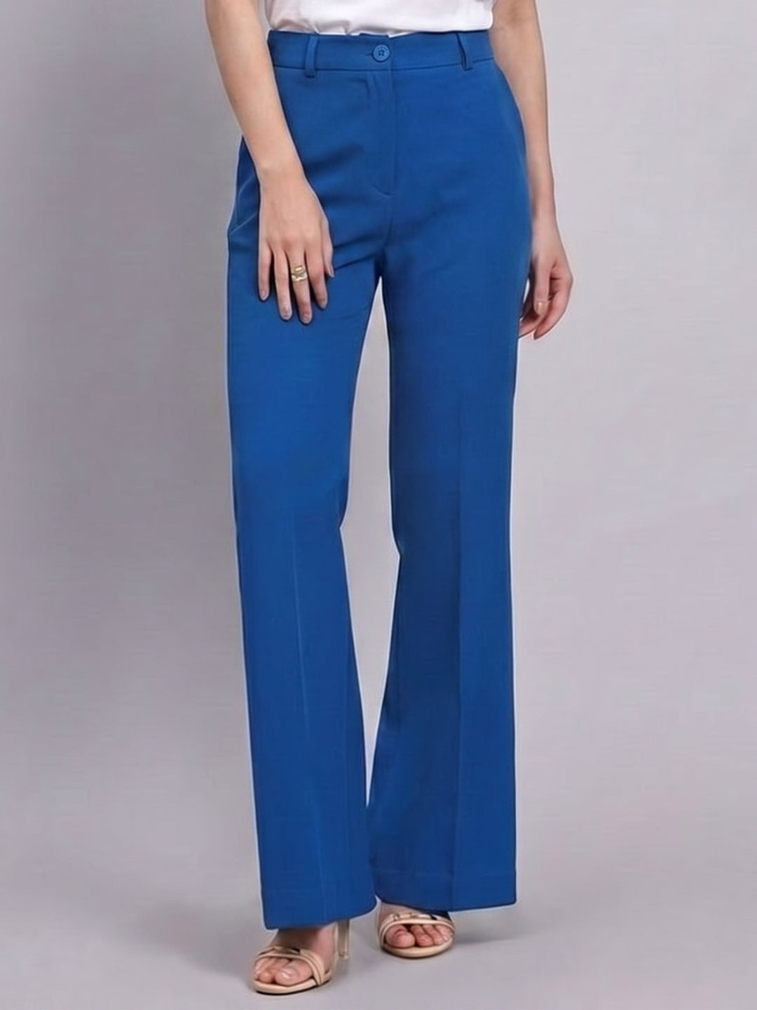 Women Ink Blue High-Rise Trousers