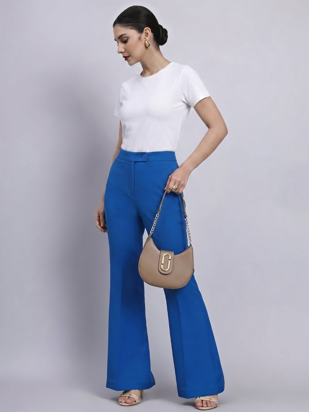 Women Ink Blue High-Rise Trousers