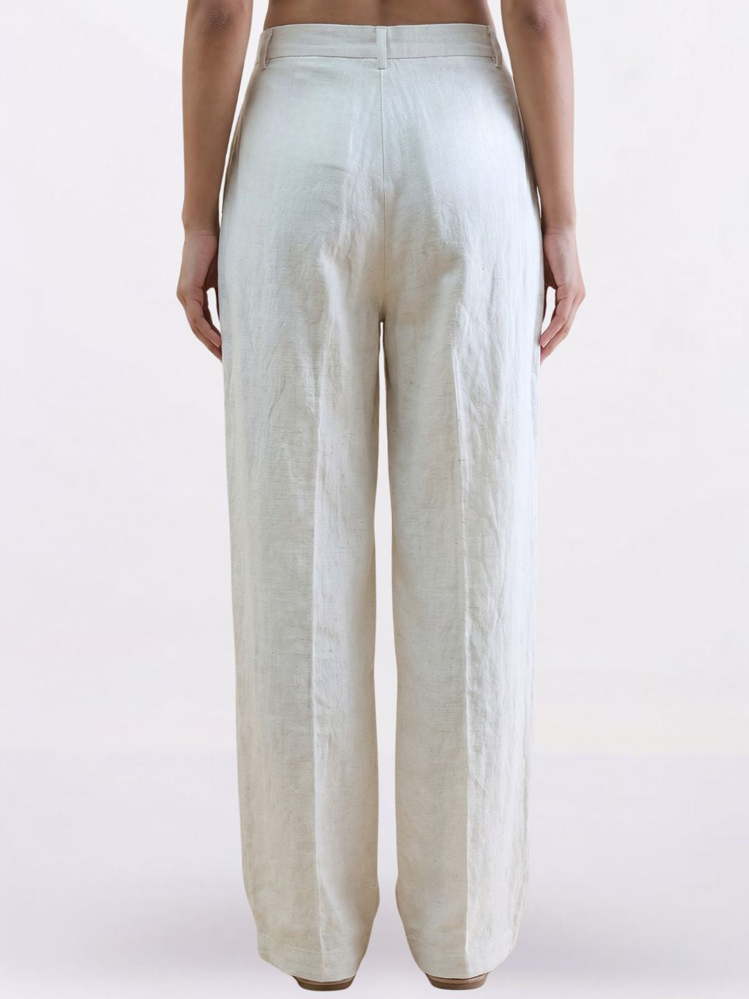 Women Beige Stretch High Rise Straight Fit Trouser