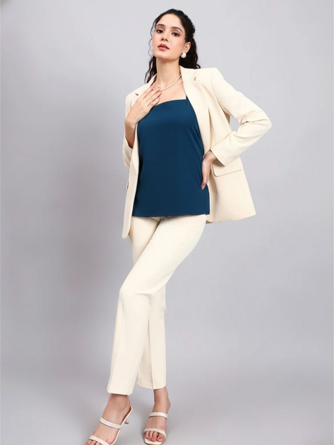 Teal Green Square-Neck Camisole-Style It Solo or Under a Blazer