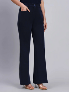 Tailored Navy Blue Blazer-Set and Flared Pants