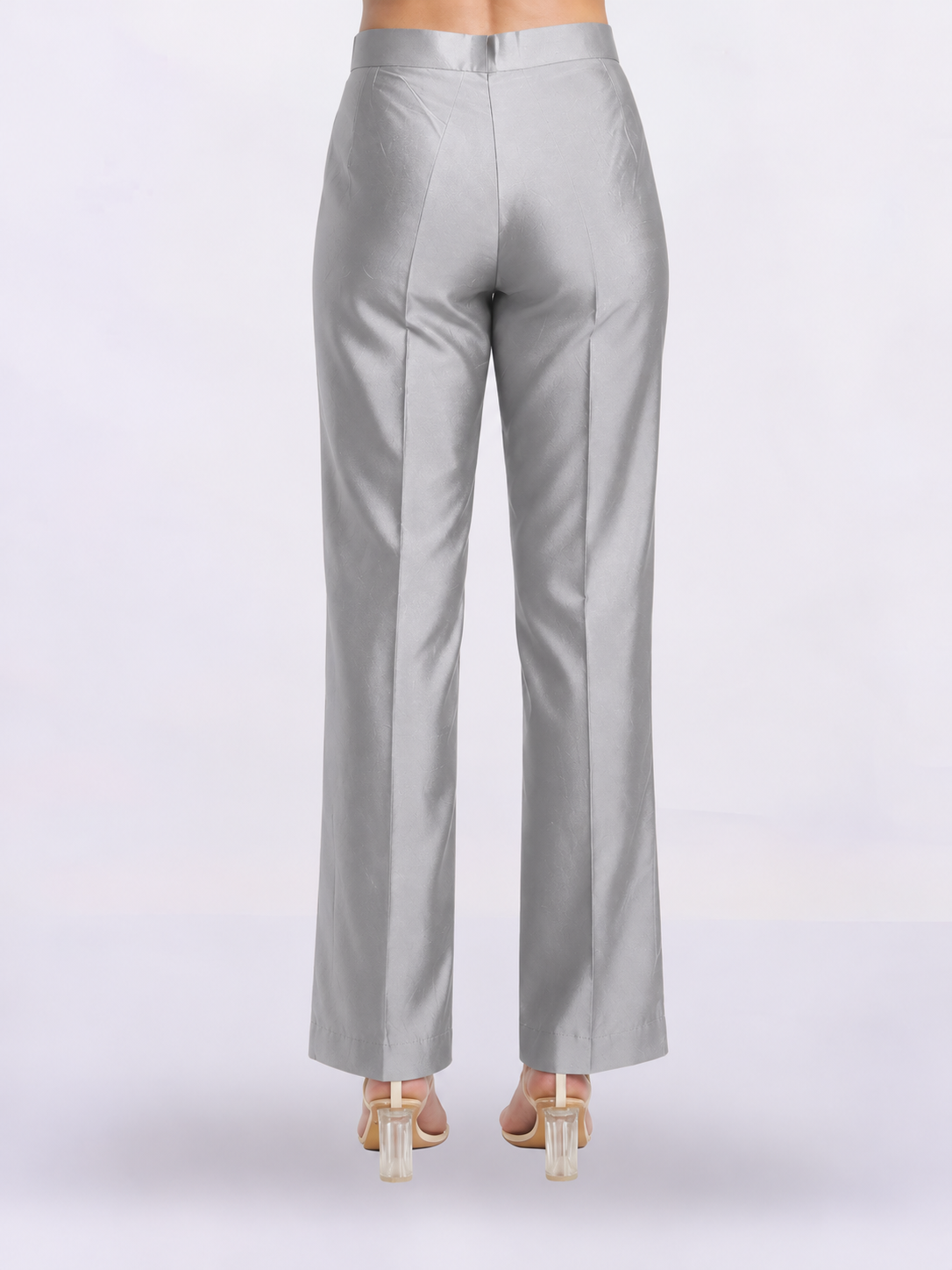 Women Gold-Toned Mid Rise Straight Fit Trousers