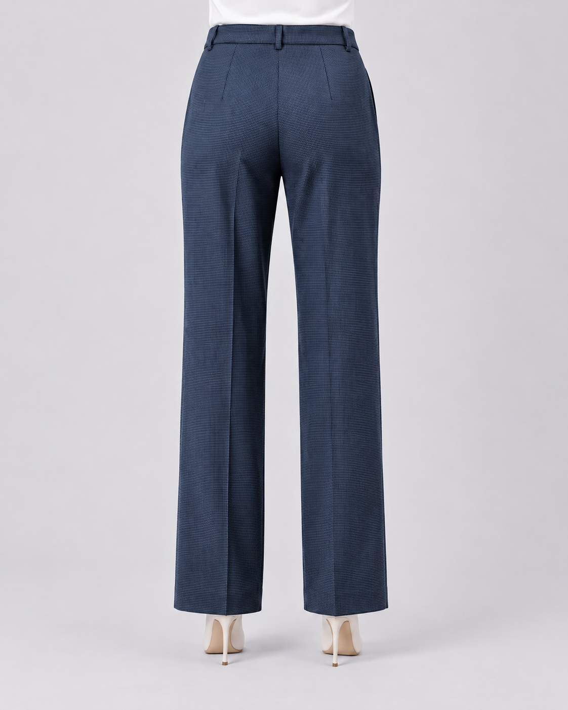 Women Navy Blue Checked Formal Trouser