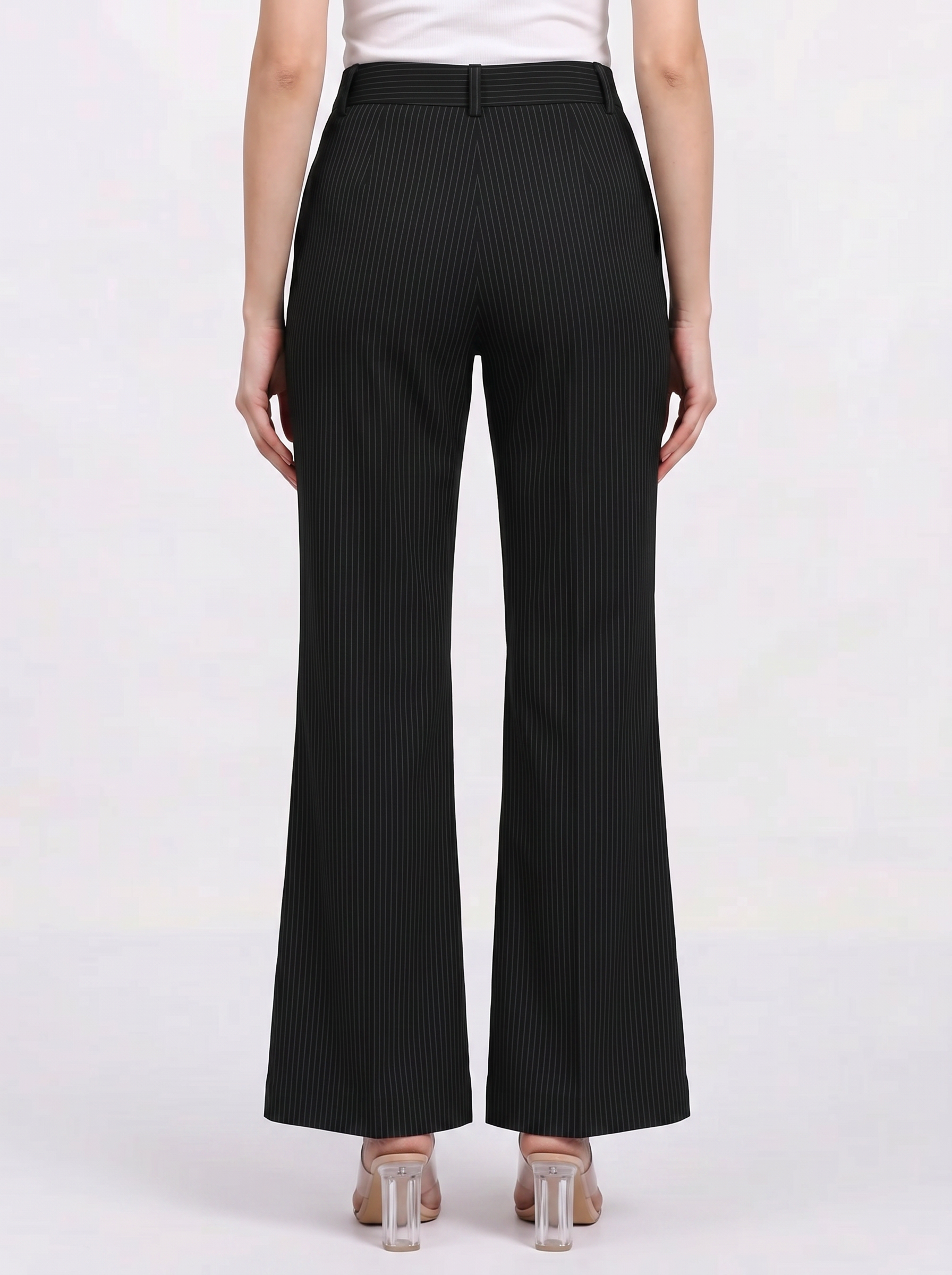 Women Black Stretch High Rise Pleated Trouser