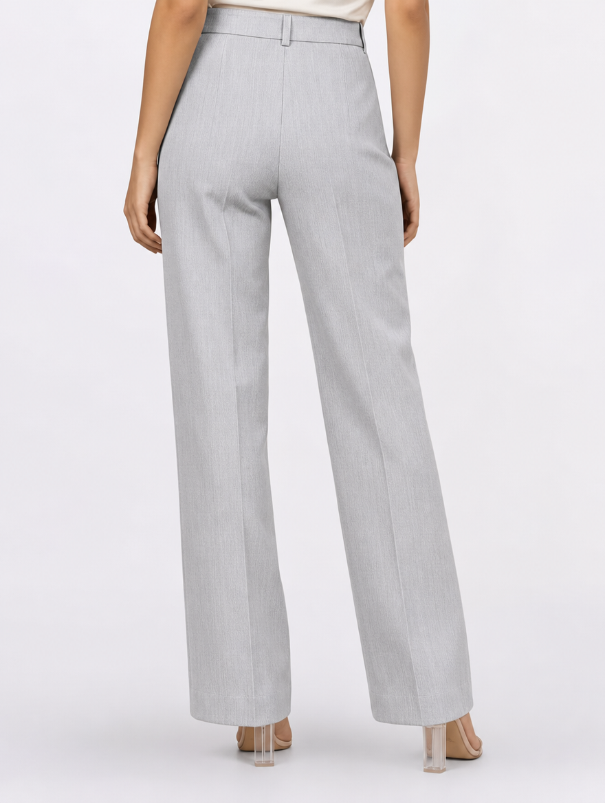 Women Light Grey Stretch Mid Rise Trouser