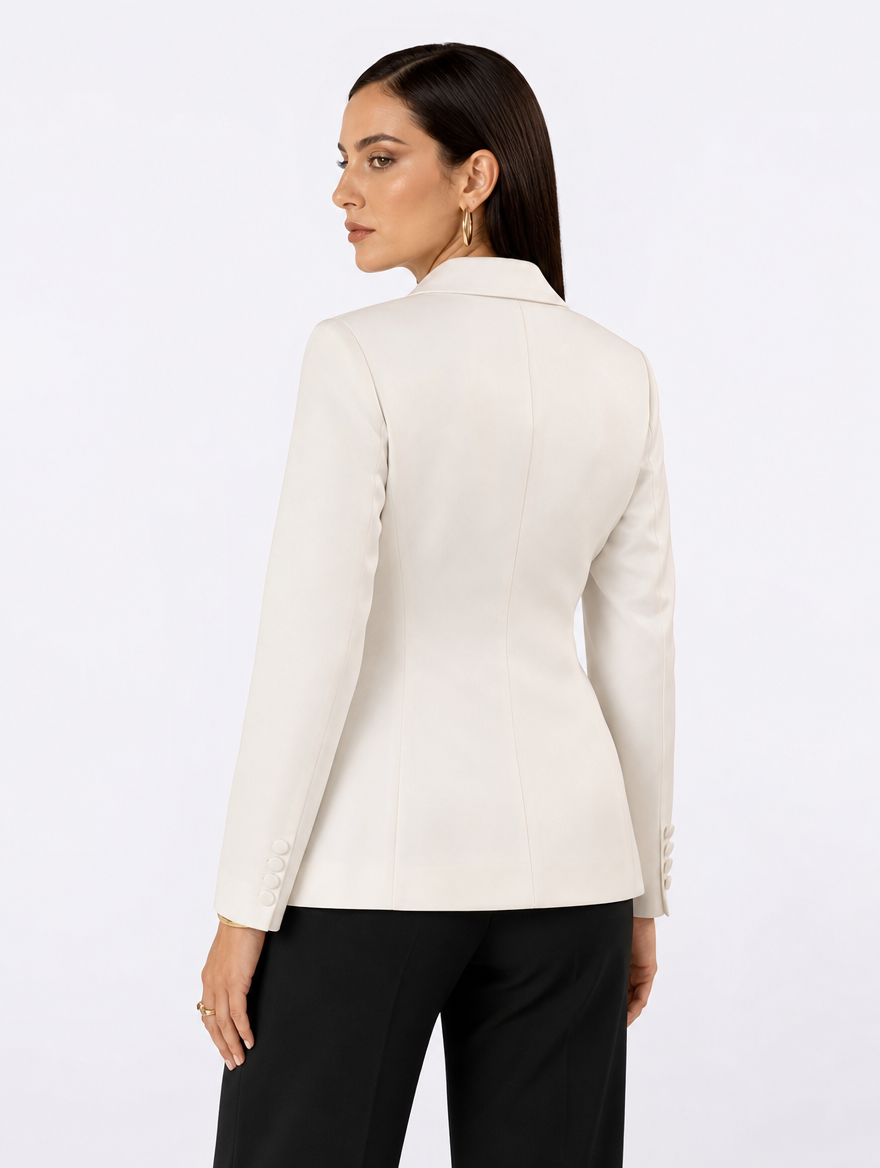 Women White Single Breasted Formal Jacket