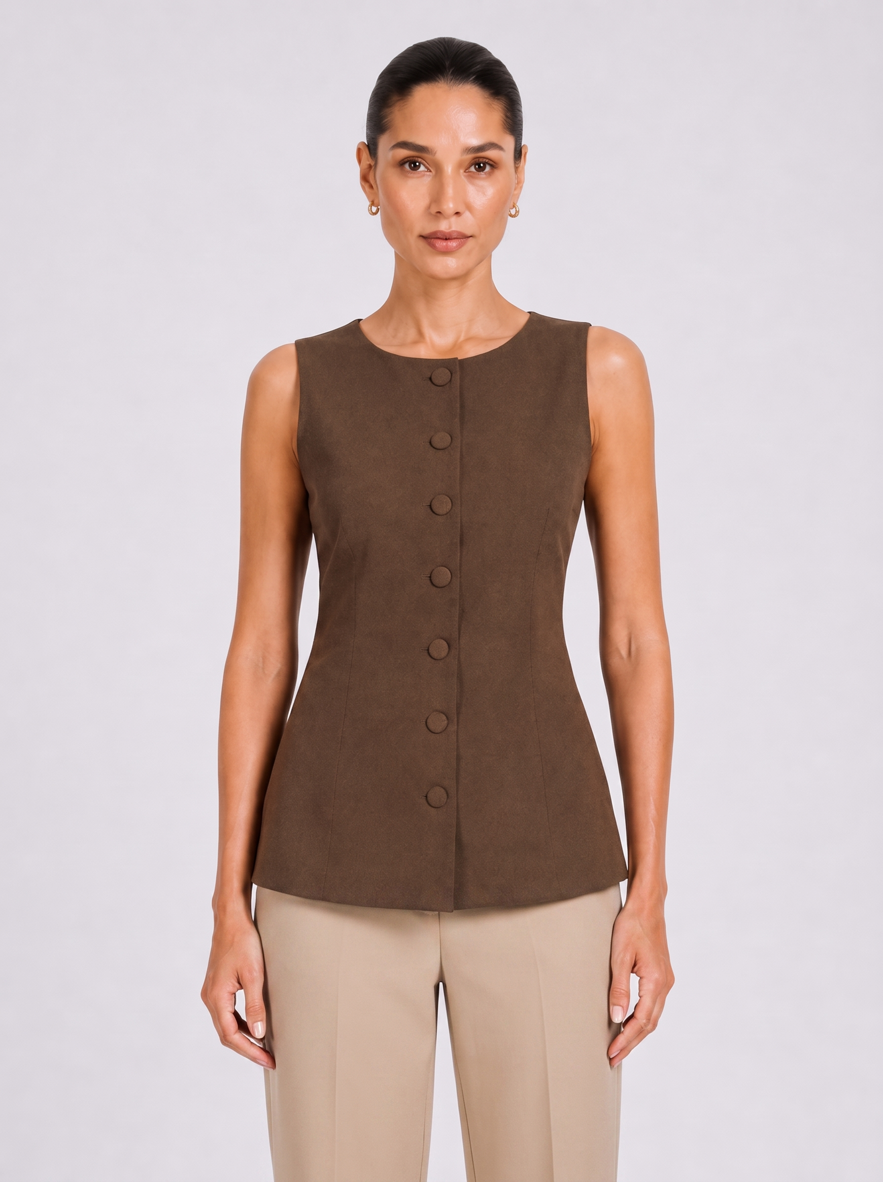 Women Brown Boat Neck Top