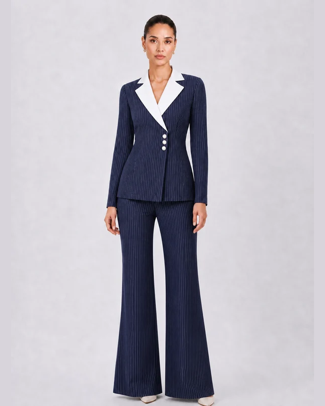 Women Navy Blue Blazer Style Co-Ord Set