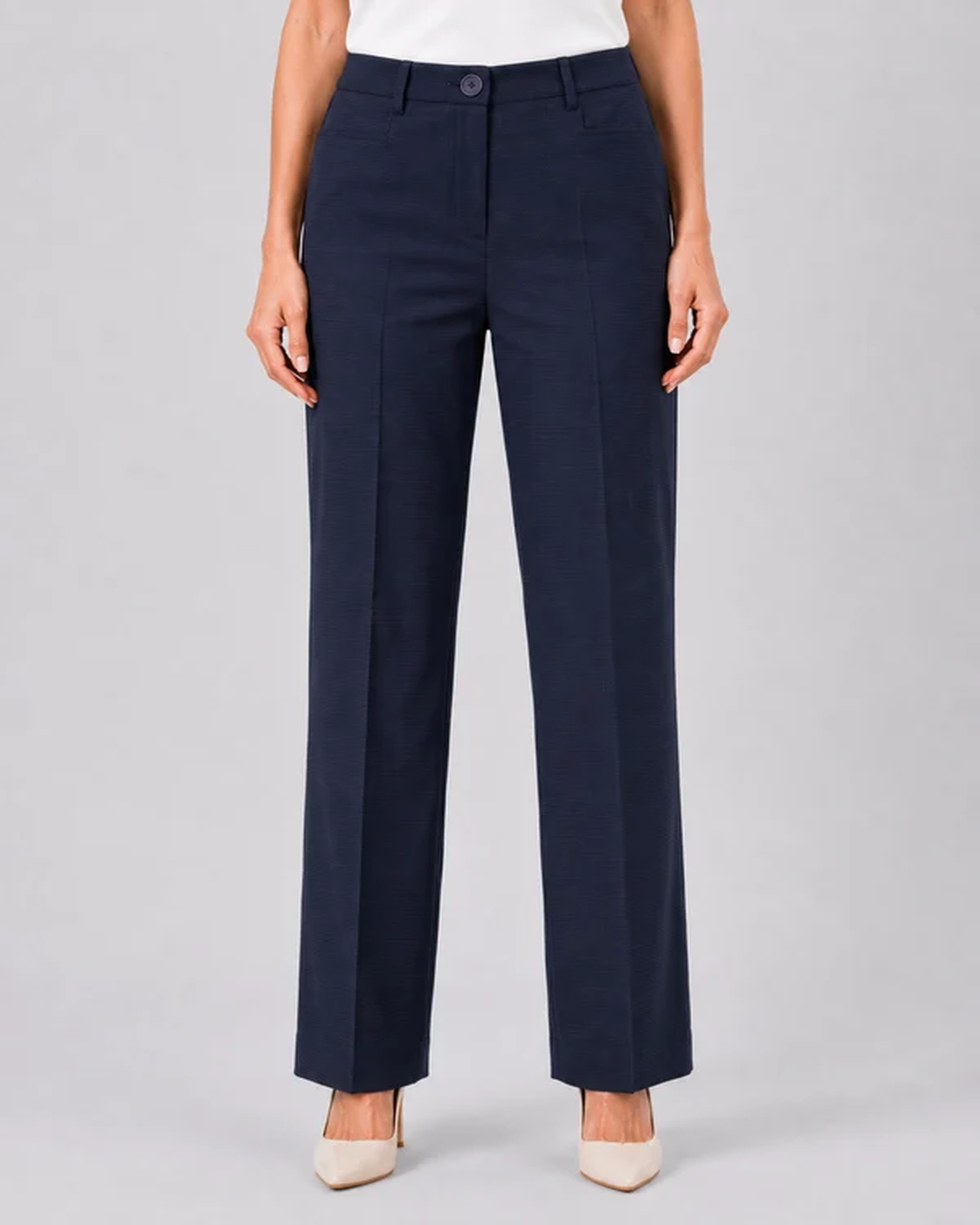 Women Navy Blue Checked Formal Trouser