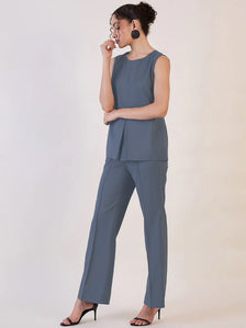 Women Round Neck Top With Straight Trousers