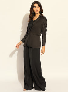 Loose-Fit Elegant Blazer Set With Bustier In Soft Satin Fabric