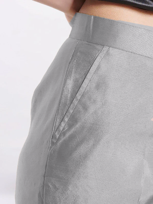 Women Gold-Toned Mid Rise Straight Fit Trousers