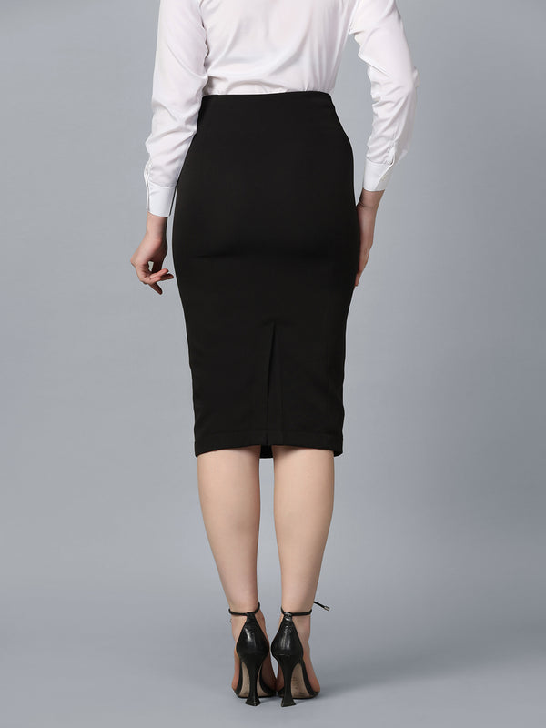Stretch Pencil Skirt- Black