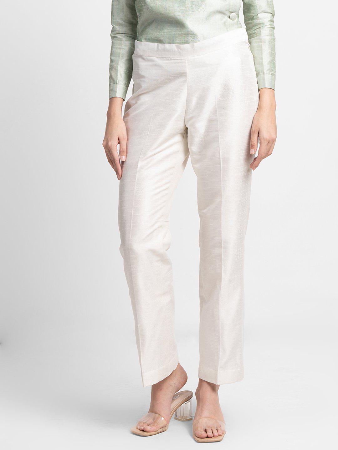 Creamy White Dupioni Trouser