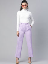 Comfort Fit Stretch Pleated Trouser - Lavender