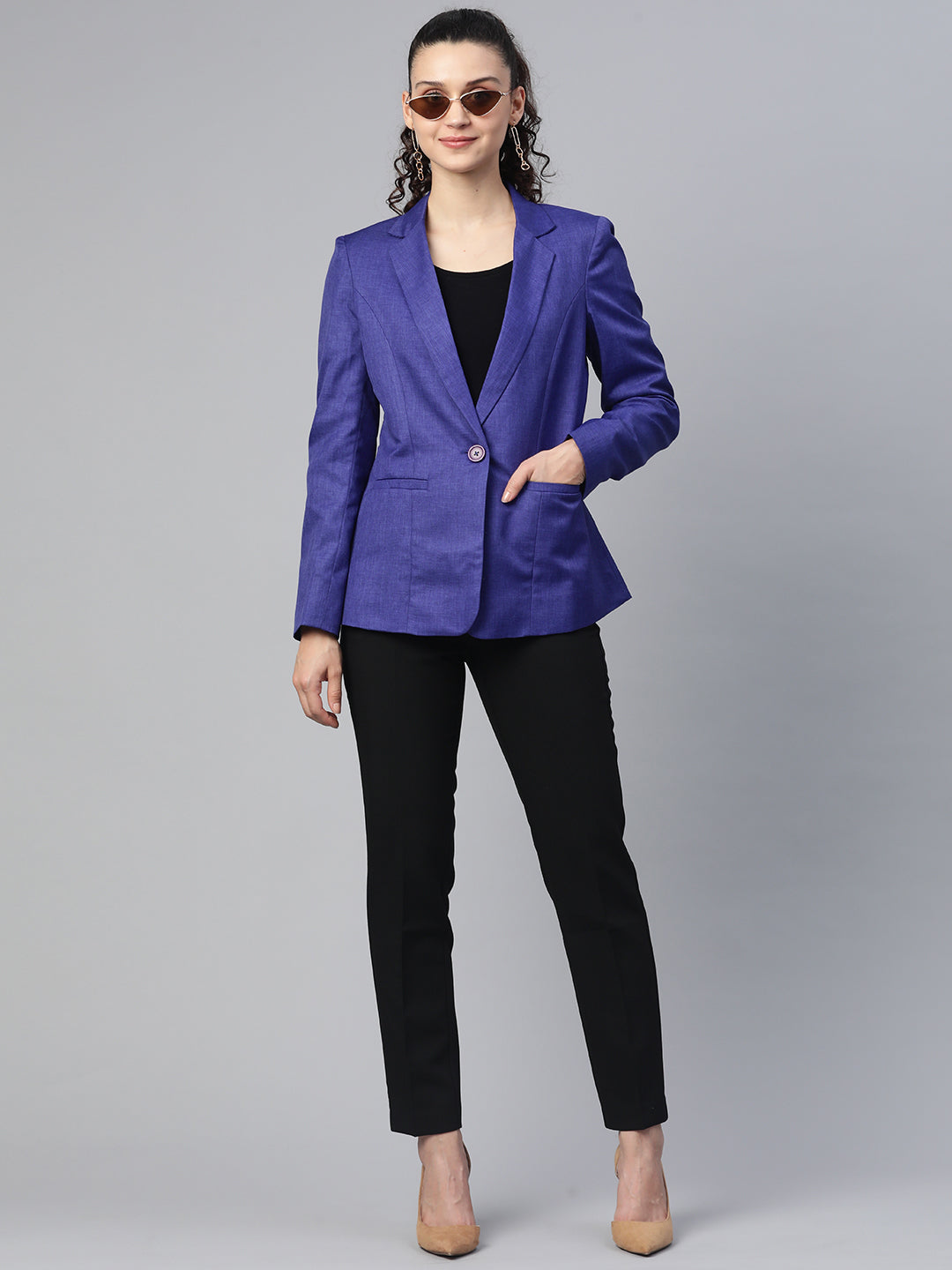 Notched collar  blazer - Royal Blue