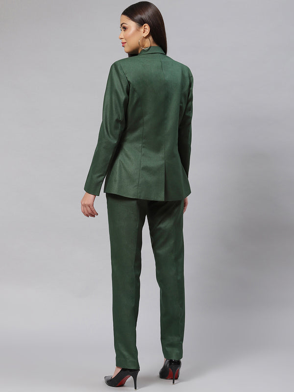 Warm Tweed Pantsuit  - Bottle Green