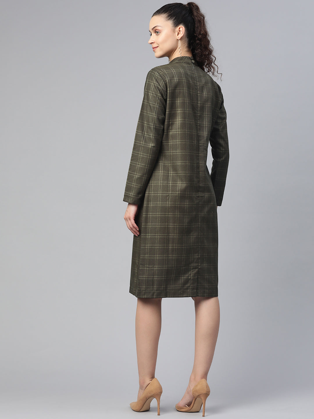 Checkered Tweed Dress - Green