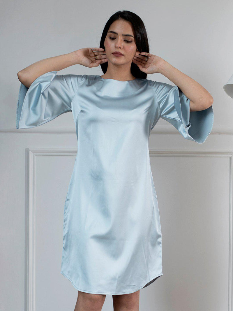 Grey Satin Evening Dress