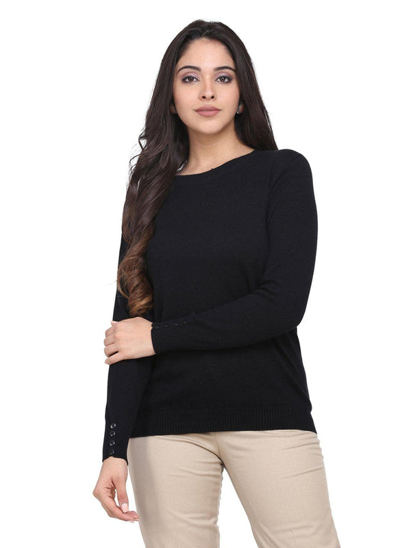 Cotton Pullover For Women - Black