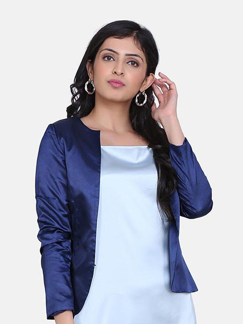 Satin Jacket For Women - Navy Blue