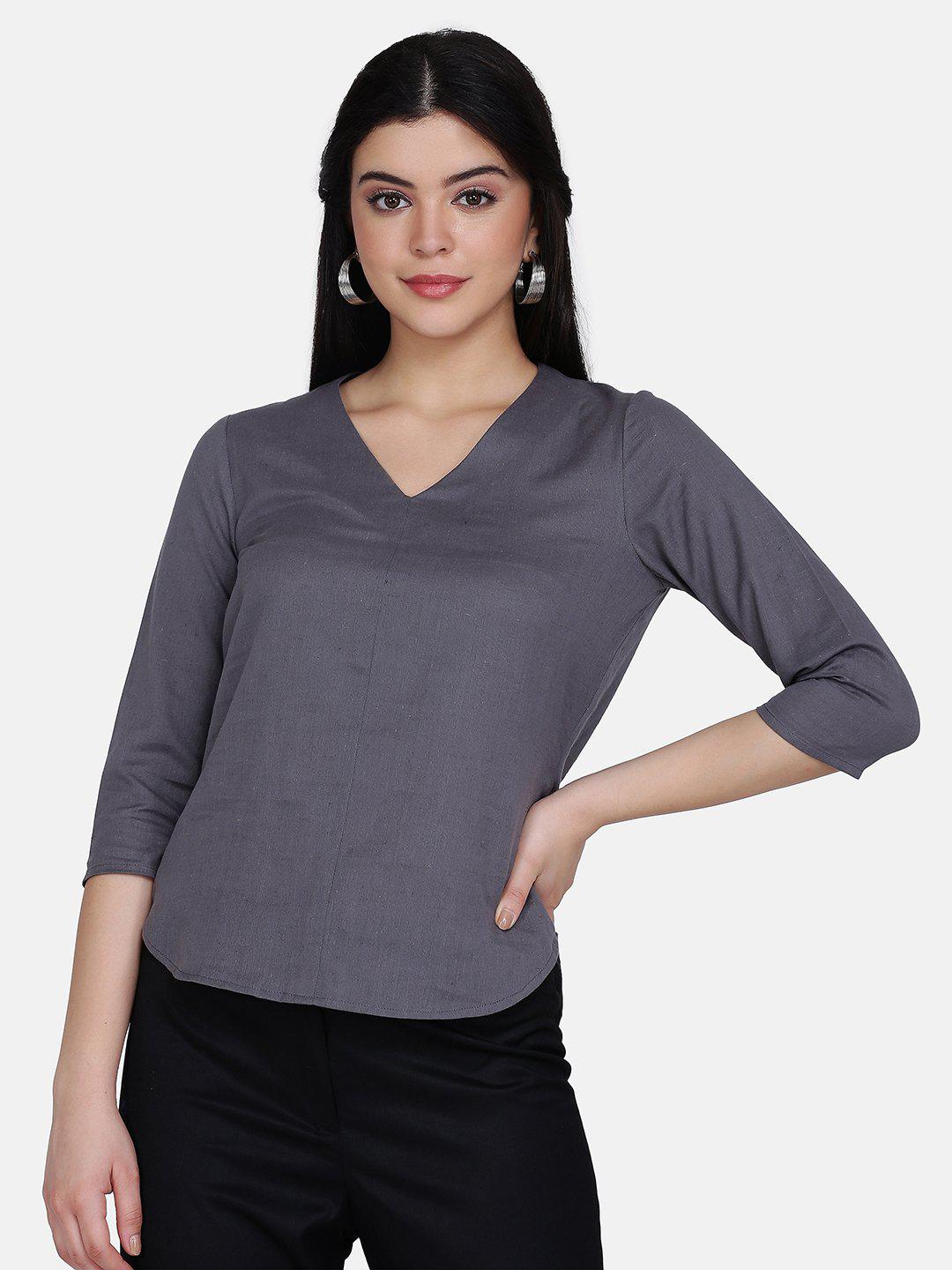 Cotton Top For Women - Charcoal Grey