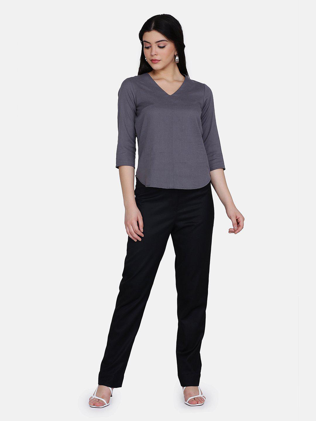 Cotton Top For Women - Charcoal Grey