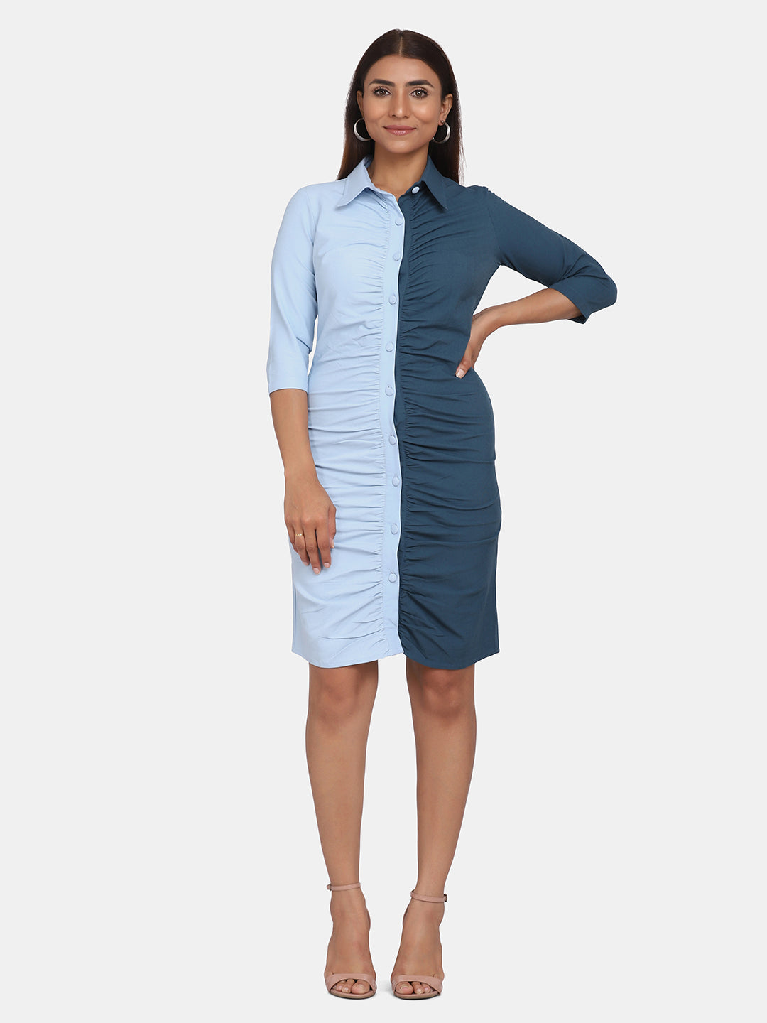 Women̢‰âã¢s Colour Block Stretch Dress For women- Blue