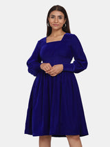Velvet Evening Dress for Women - Royal Blue