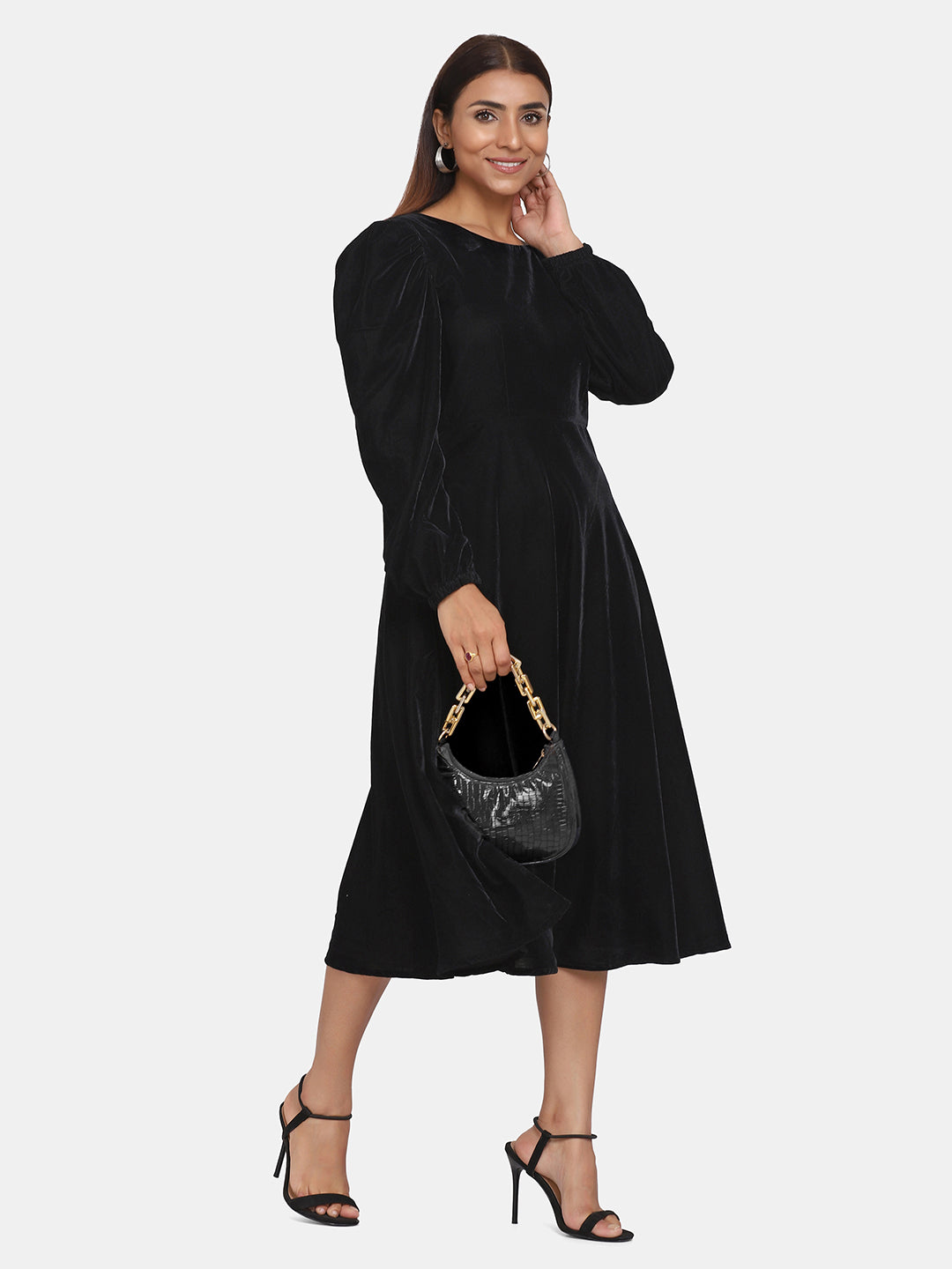 Velvet Evening Dress for Women - Black