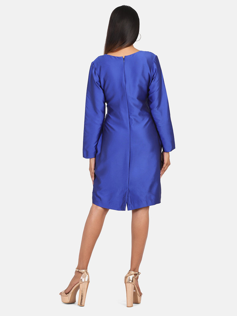 Taffeta Silk Party Dress For Women- Royal Blue