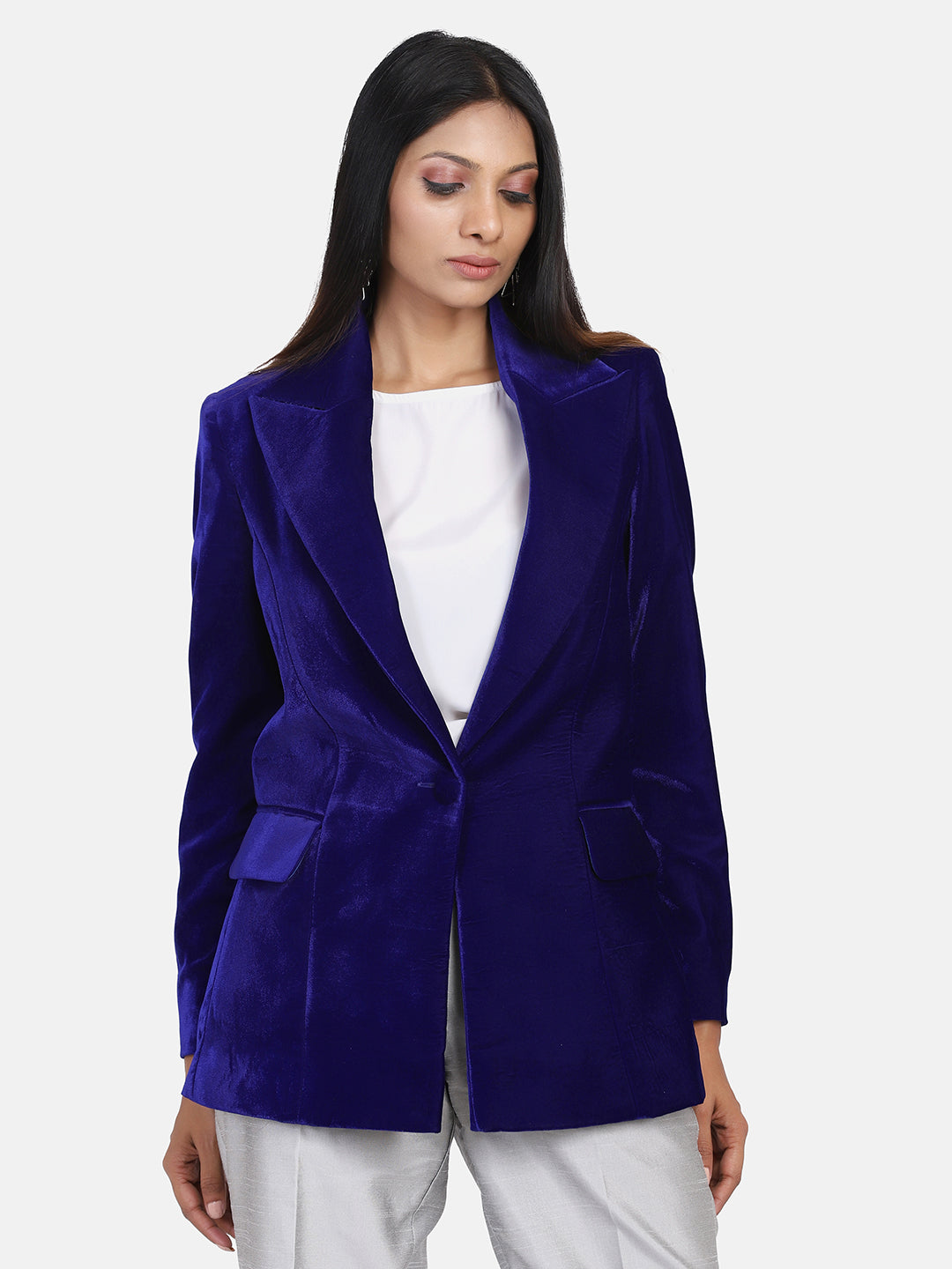 Buy Velvet Blazer For Women Royal Blue PowerSutra