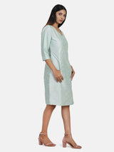 Dupioni Silk Shift Dress For Women - Pistachio Green