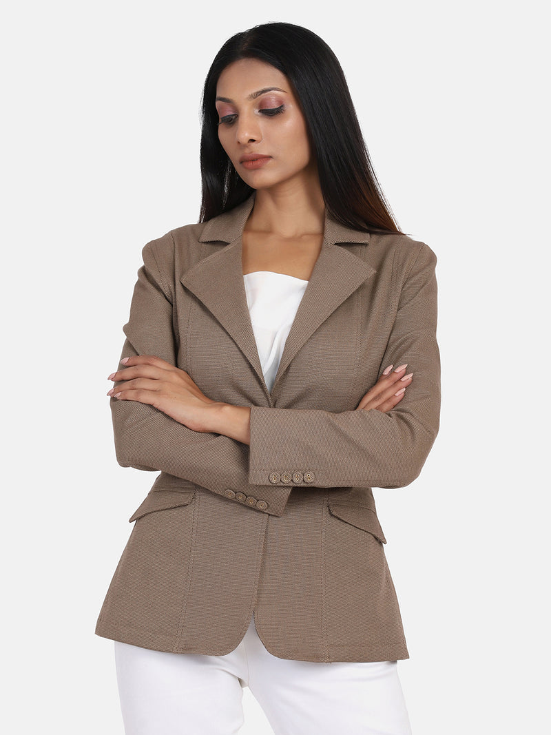 Short Jacket For Women - Brown
