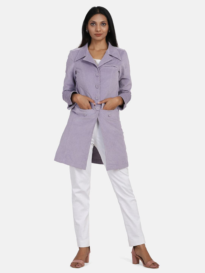 Corduroy longline Stretch jacket - Lilac