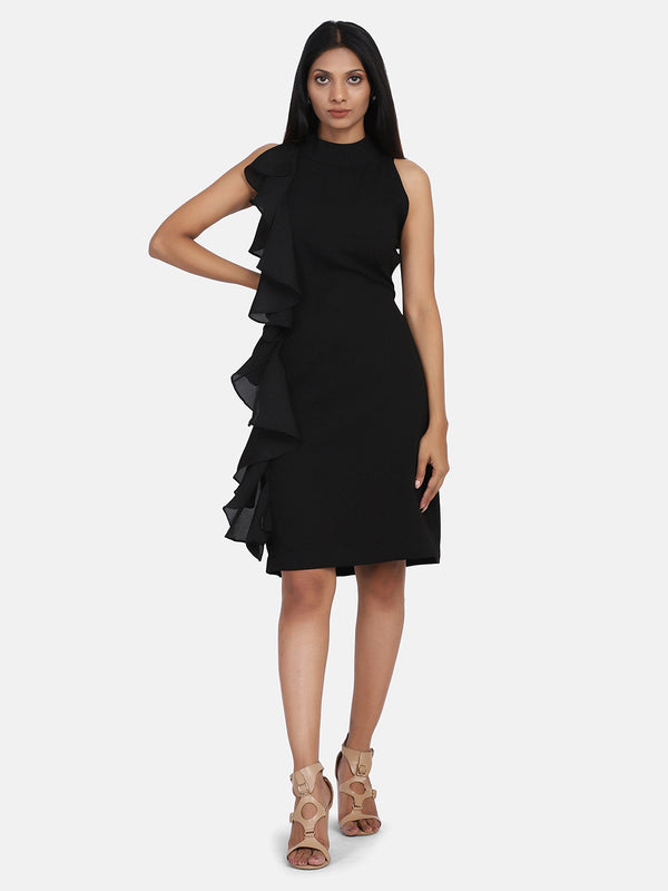 Ruffle Dress For Women - Black