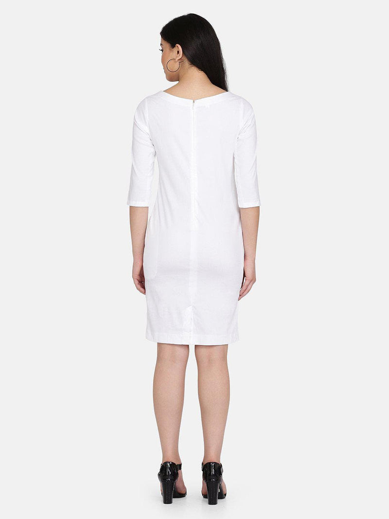 White Cotton Sheath Dress