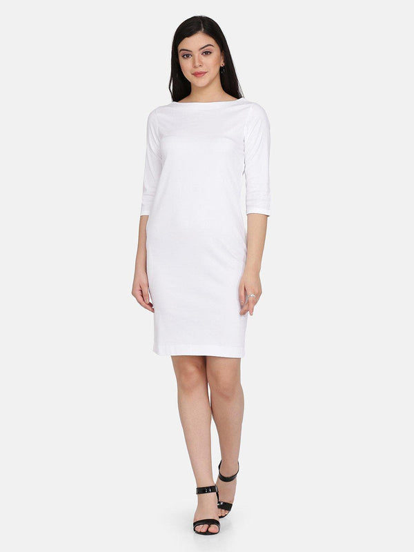White Cotton Sheath Dress