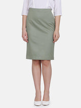 Sage Green Poly Cotton Straight Skirt