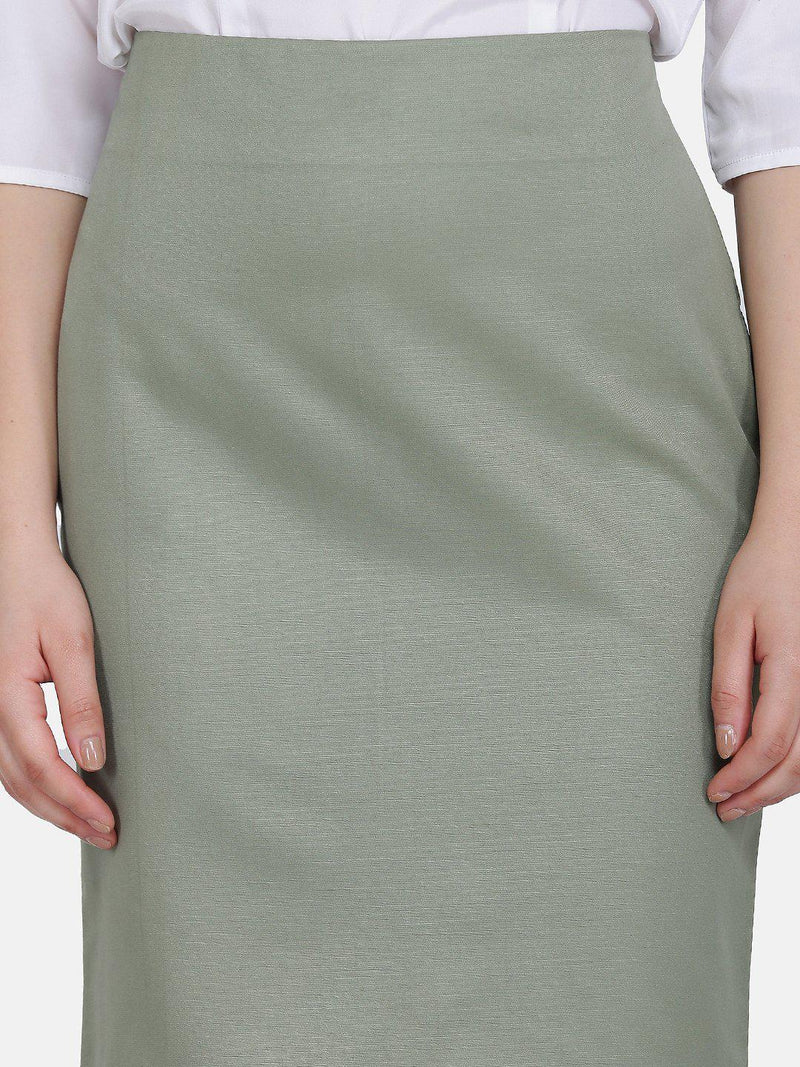 Sage Green Poly Cotton Straight Skirt