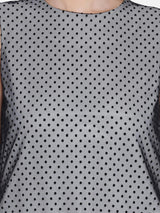 Tiny Polka Dot Beautified Tulle White Poly Crepe Dress For Women
