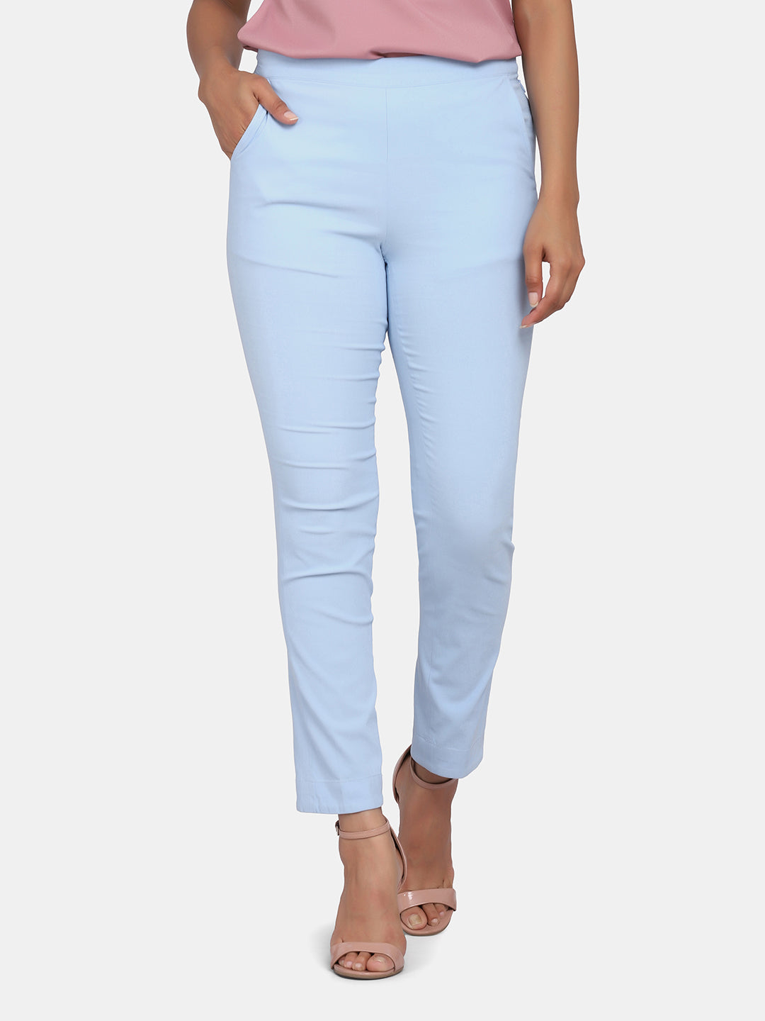 Women's Slim Fit Trousers - Sky Blue