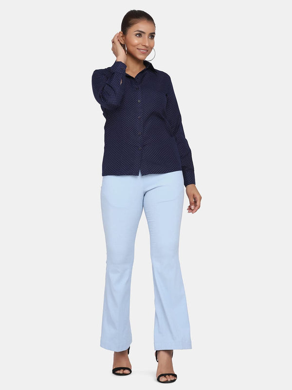 Bell Bottom Stretch Trousers For Women - Sky Blue