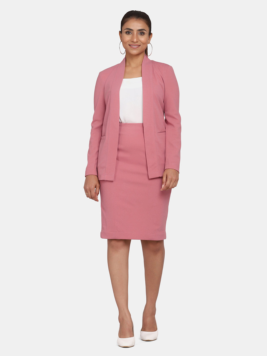 Women's Work Formal Stretch Skirt Suit - Pink