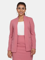 Stylish Lapel less Stretch Blazer for Women - Pink