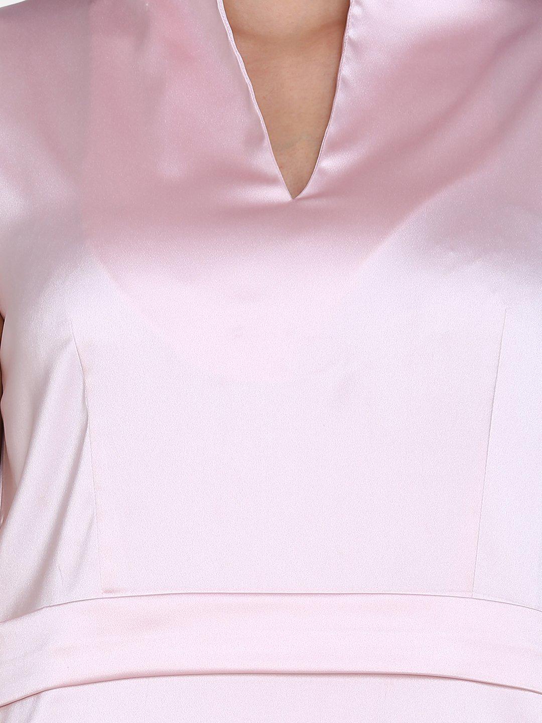 Satin Evening Dress For Women- Baby Pink