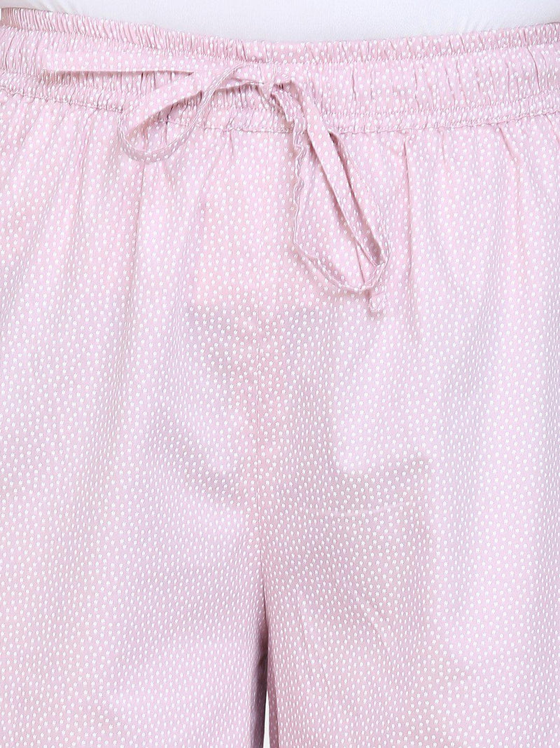 Dot Pattern Cotton Silk Culottes For Women - Baby Pink