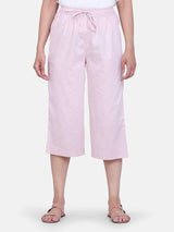 Dot Pattern Cotton Silk Culottes For Women - Baby Pink
