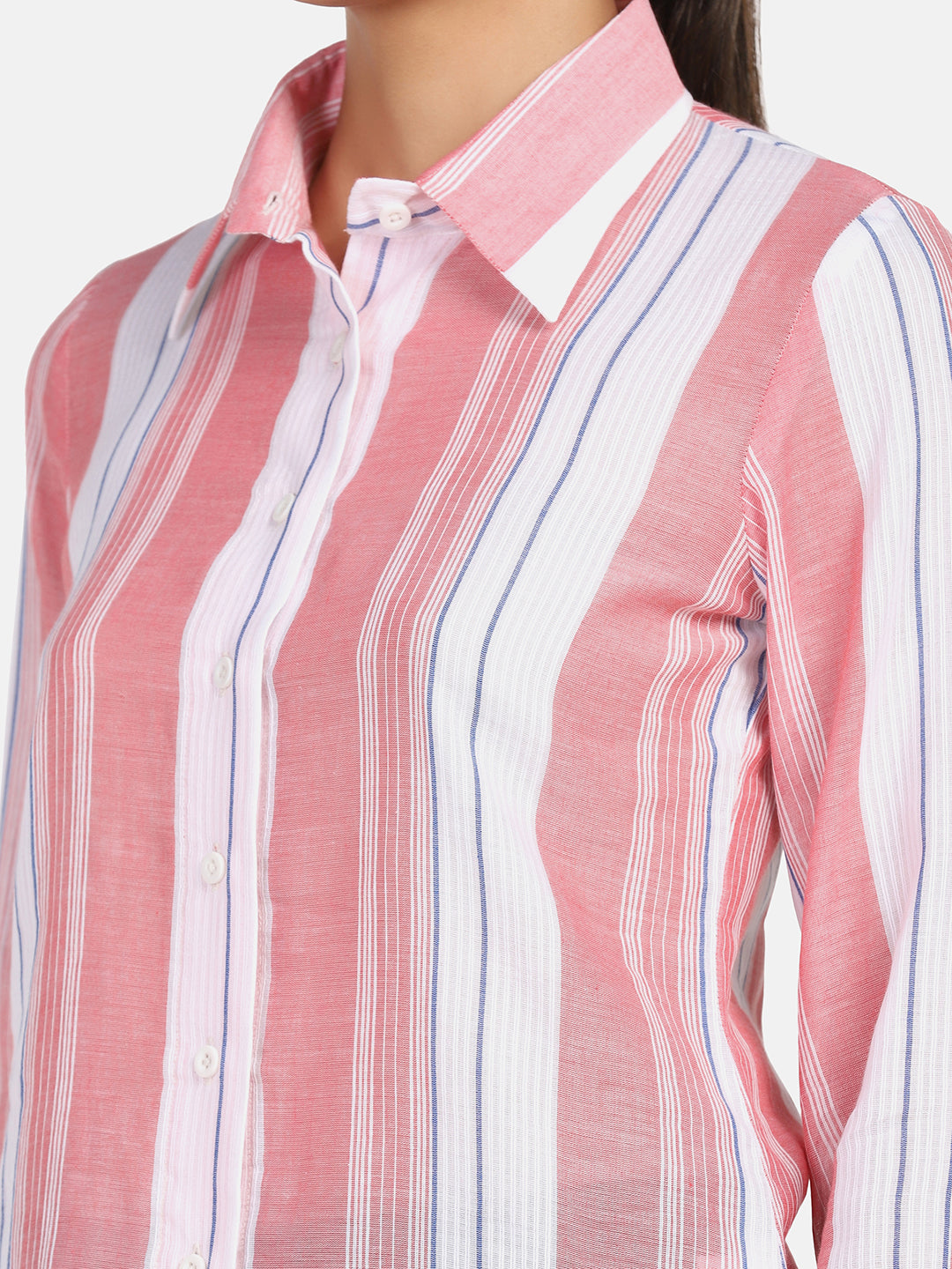 Striped Cotton Shirt - Peach